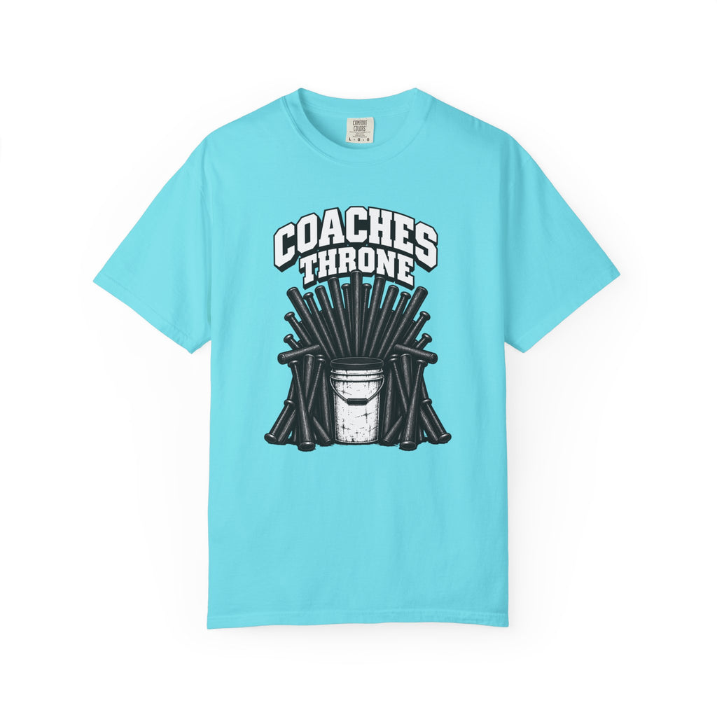 Coaches Throne Bucket Black Bat T-Shirt — Unisex Baseball/Softball Coach Gift
