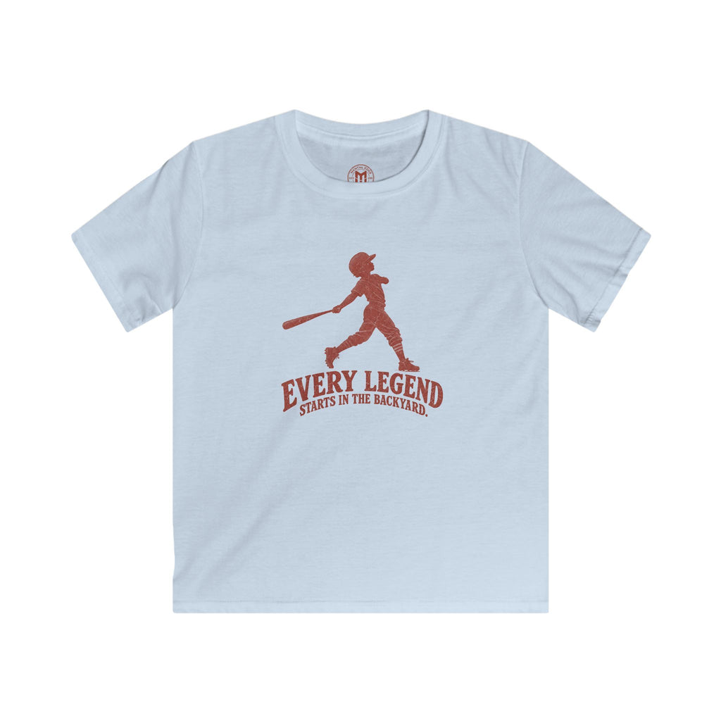 Kids Baseball Tee — "Every Legend Starts in the Backyard" Youth Baseball T‑Shirt
