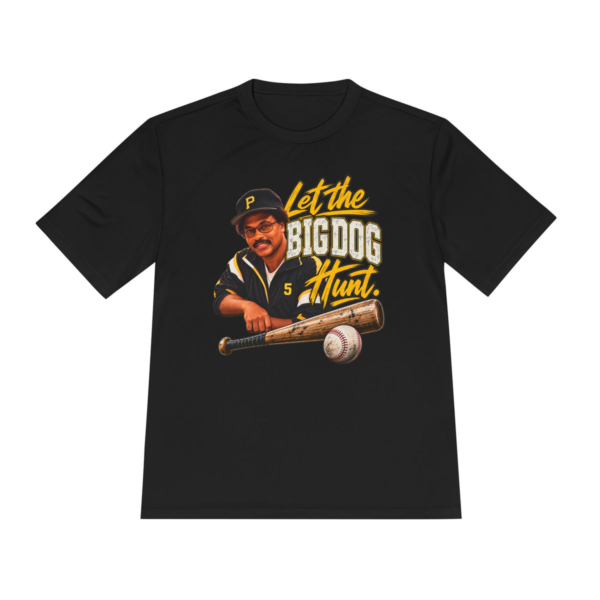 Baseball Tee – “Let the Big Dog Hunt” Vintage Bill Madlock Pirate Player Design