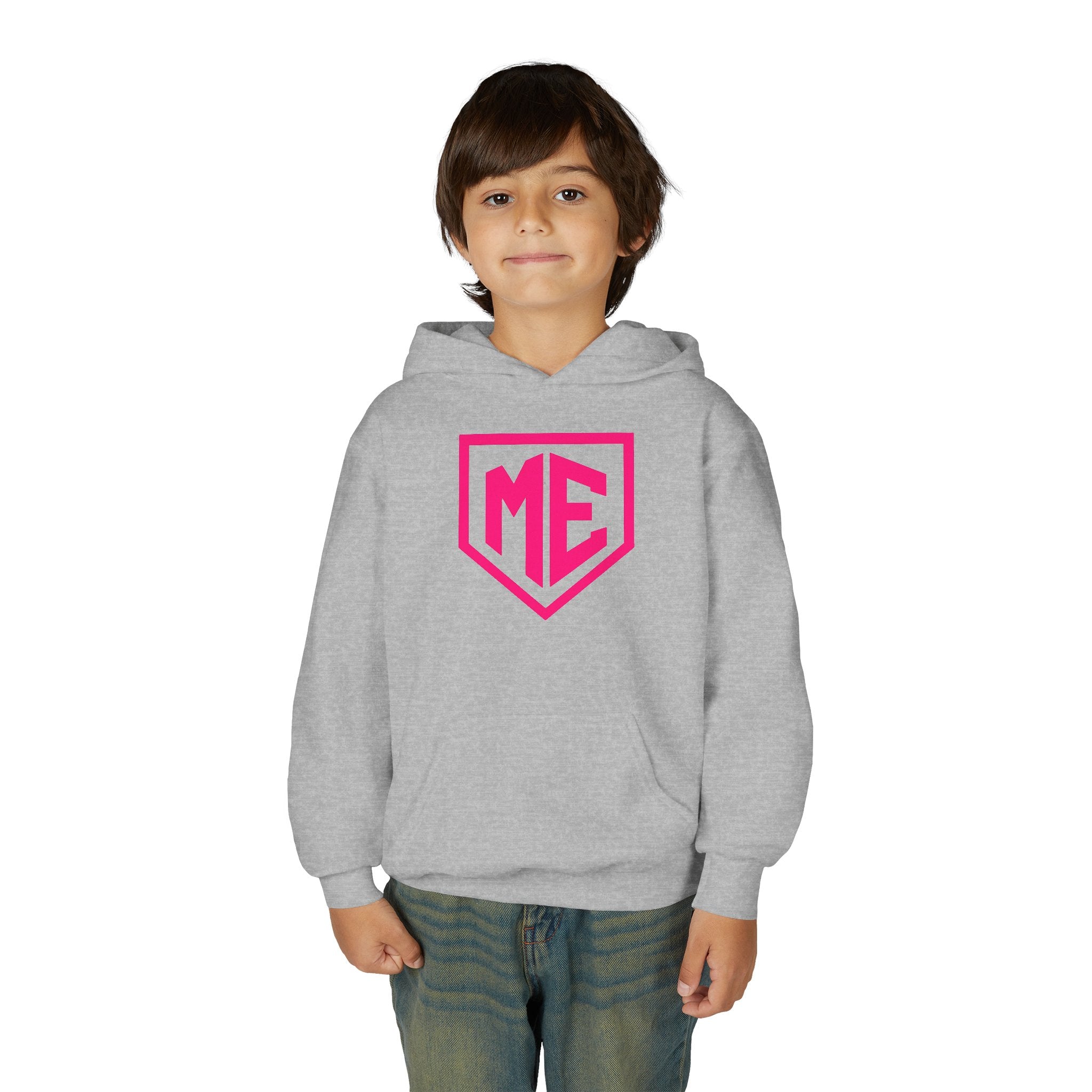 Youth Hoodie – 'ME' Pink Shield Front & "Mental Edge" Back Athletic Logo