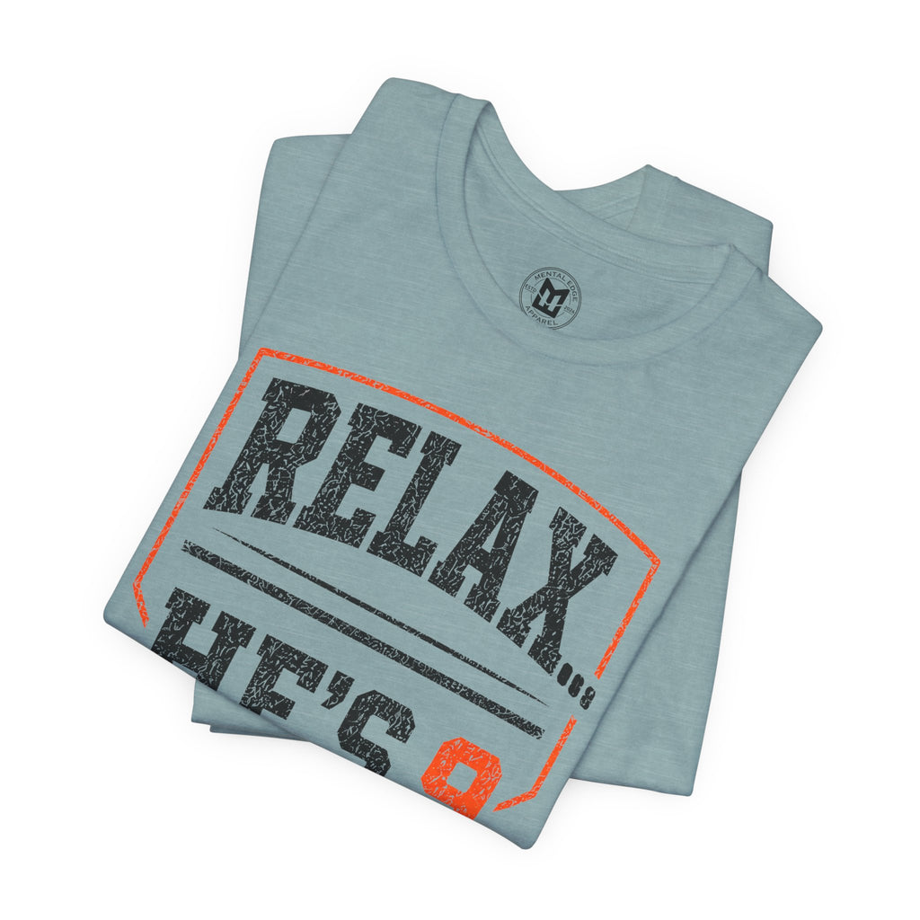 Relax… He's 9 Baseball Parent Tee _ Okstate Orange