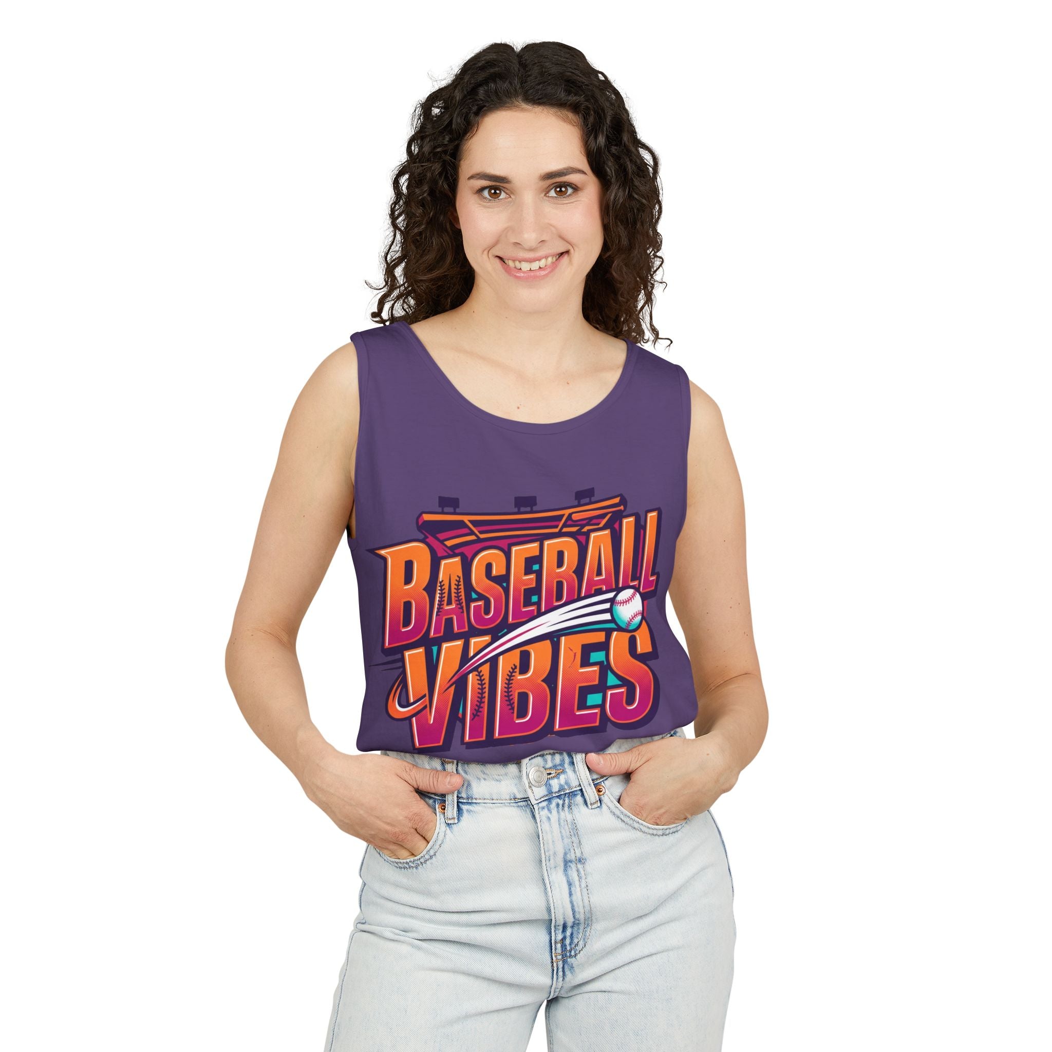 Baseball Vibes Tank Top — Retro Stadium Graphic Baseball Tee