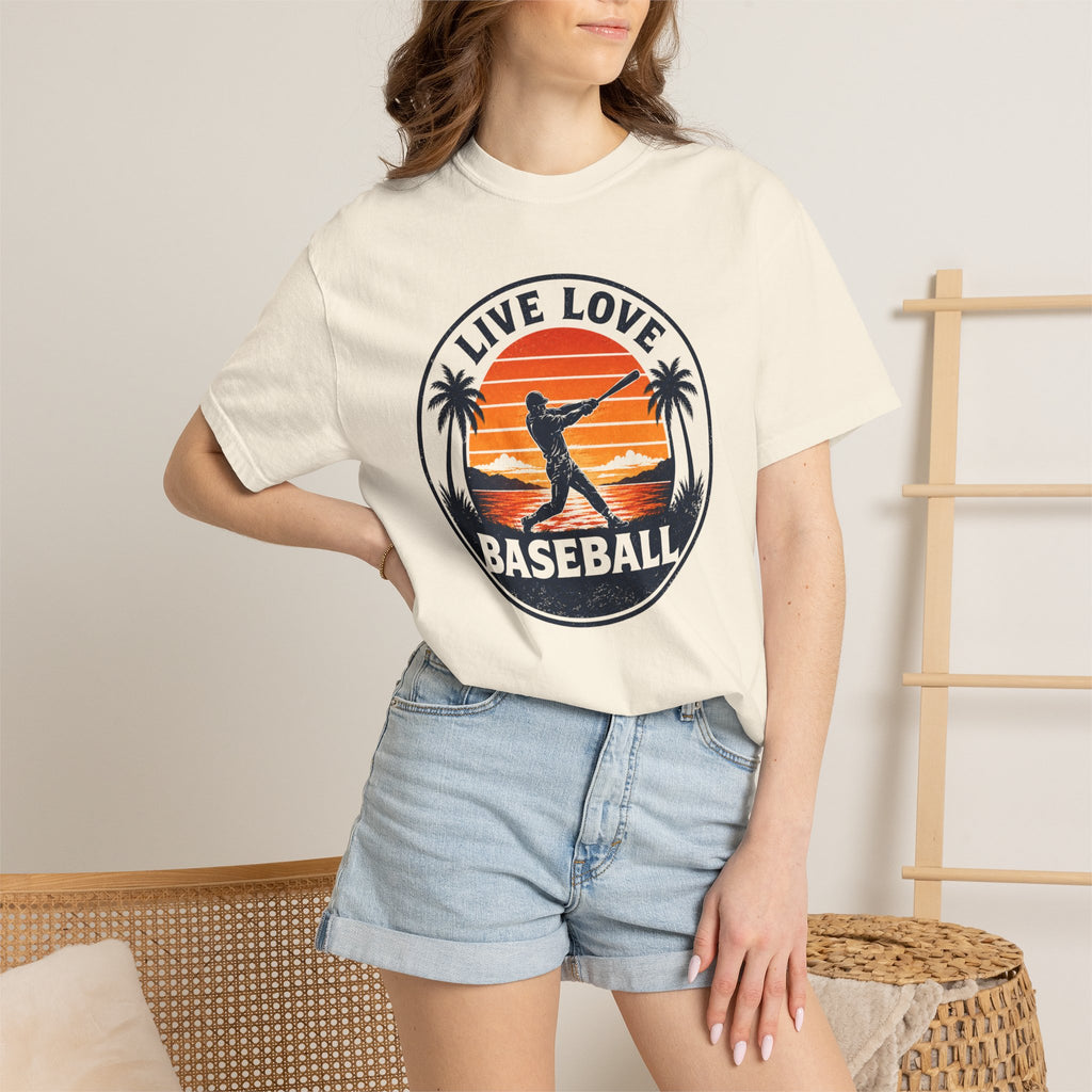 Live Love Baseball Unisex Garment-Dyed T-shirt