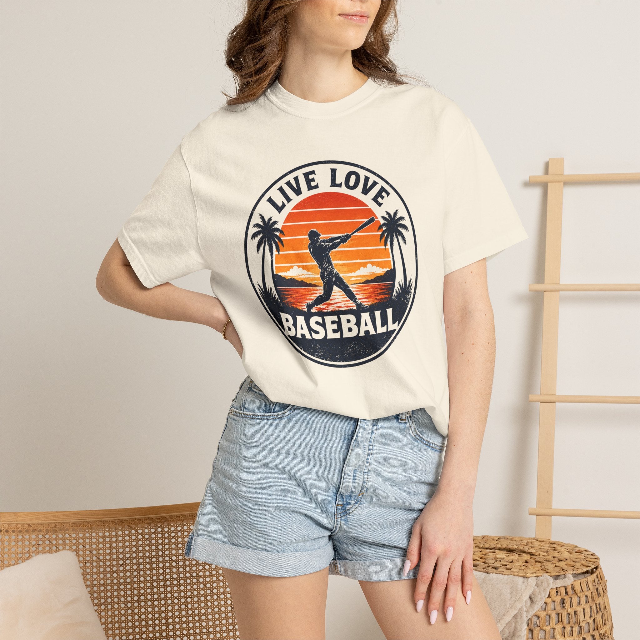 Live Love Baseball Unisex Garment-Dyed T-shirt