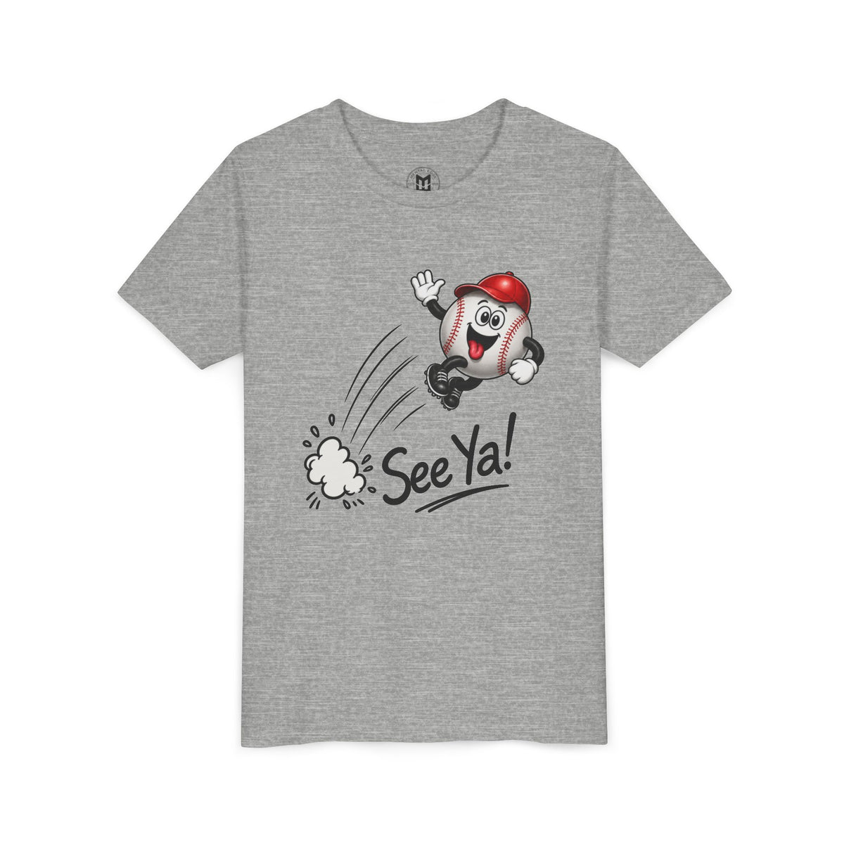 Youth Baseball Tee - 'See Ya!' Cartoon Pitching Ball Graphic