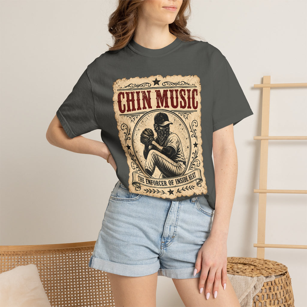 Adult Unisex "Chin Music Enforcer of Heat" Baseball Pitchers Comfort Colors Garment-Dyed T-shirt