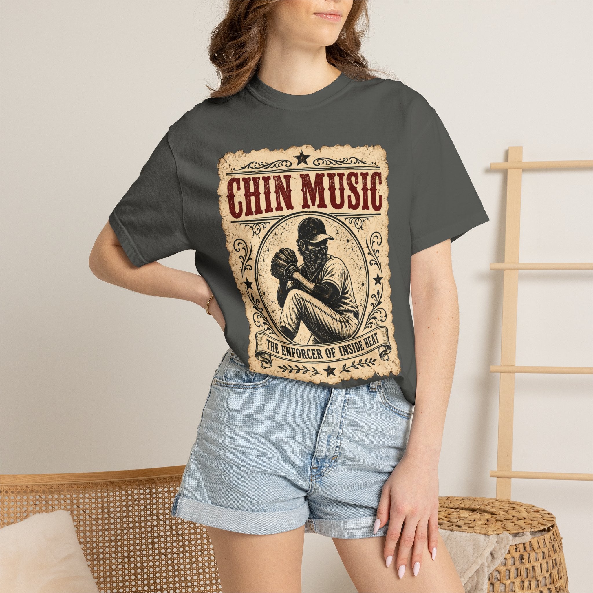 Adult Unisex "Chin Music Enforcer of Heat" Baseball Pitchers Comfort Colors Garment-Dyed T-shirt