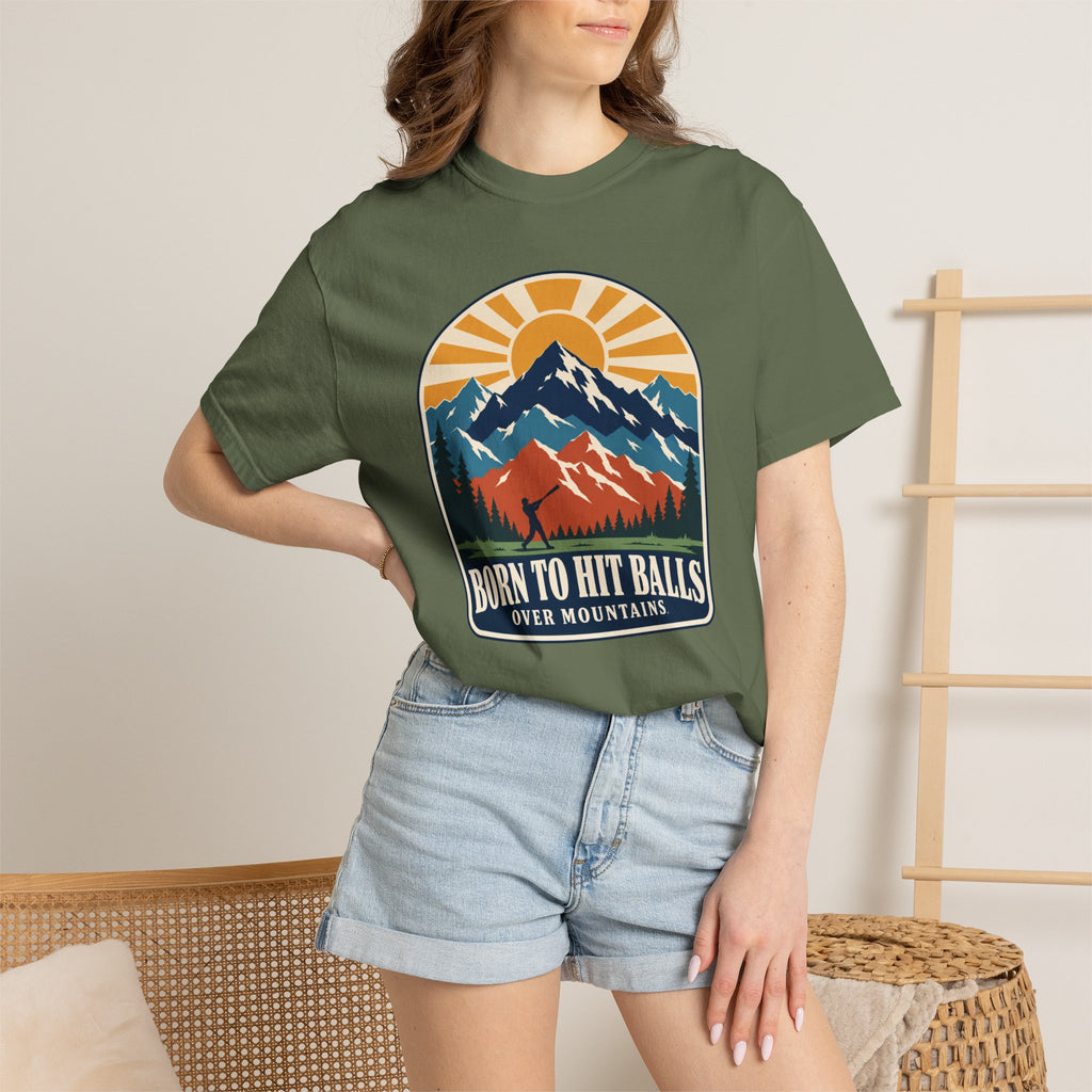 Born to Hit Balls Over Mountains T-Shirt — Unisex Vintage Mountain Comfort Colors Graphic Tee