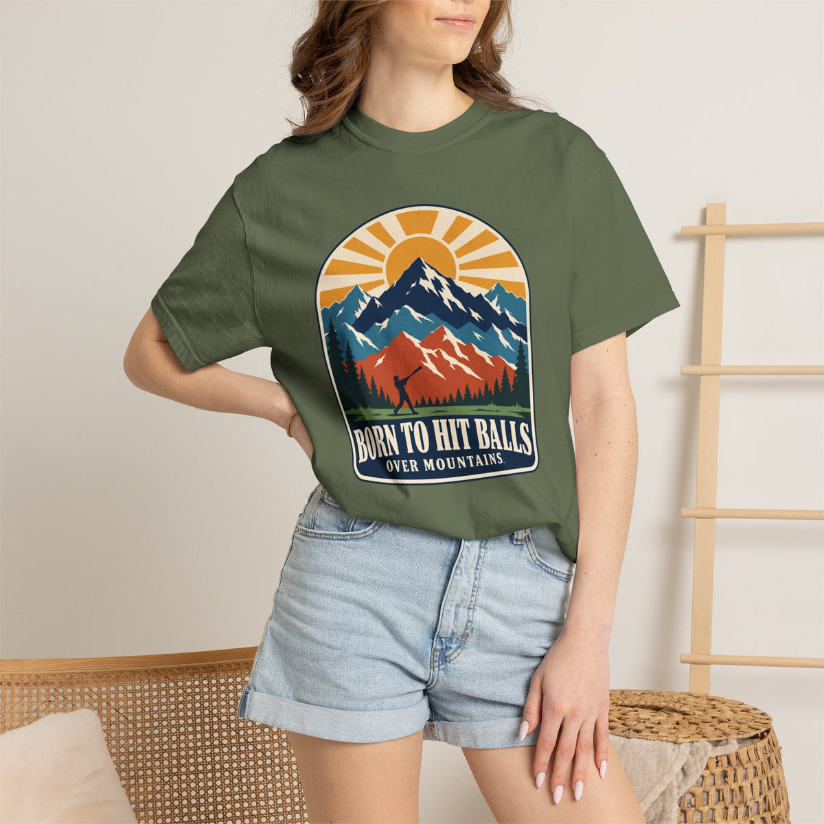 Born to Hit Balls Over Mountains T-Shirt — Unisex Vintage Mountain Comfort Colors Graphic Tee