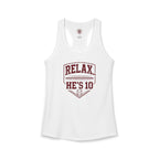 Relax He's 10 Baseball Moms Racerback Tank