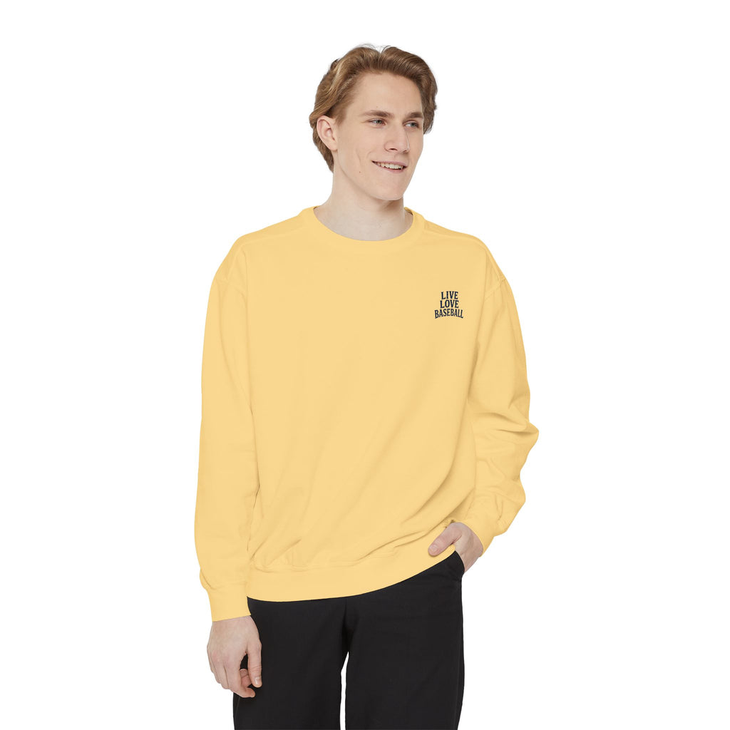 Baseball Sweatshirt — "Live Love Baseball" Vintage Sunset Crewneck Unisex
