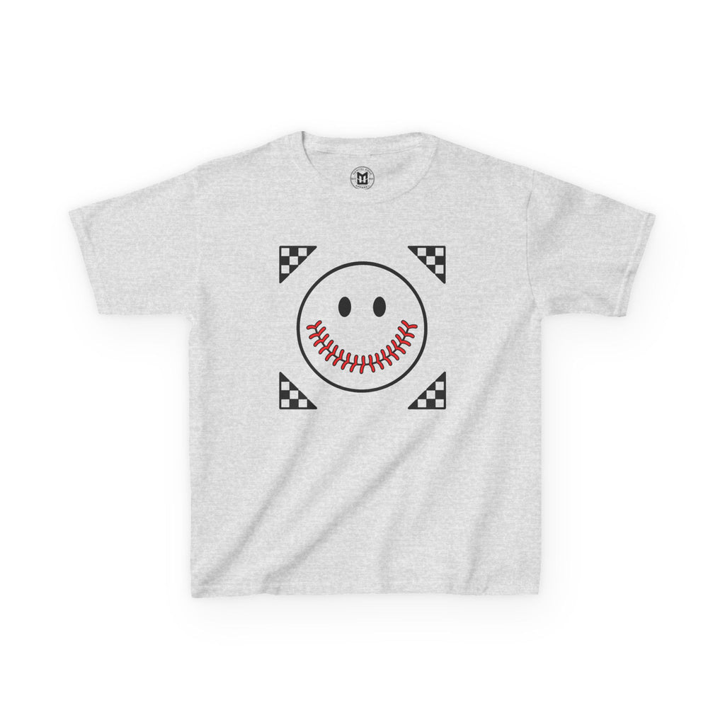 Kids T-Shirt — "Smily Baseball Seams Face" Baseball Tee
