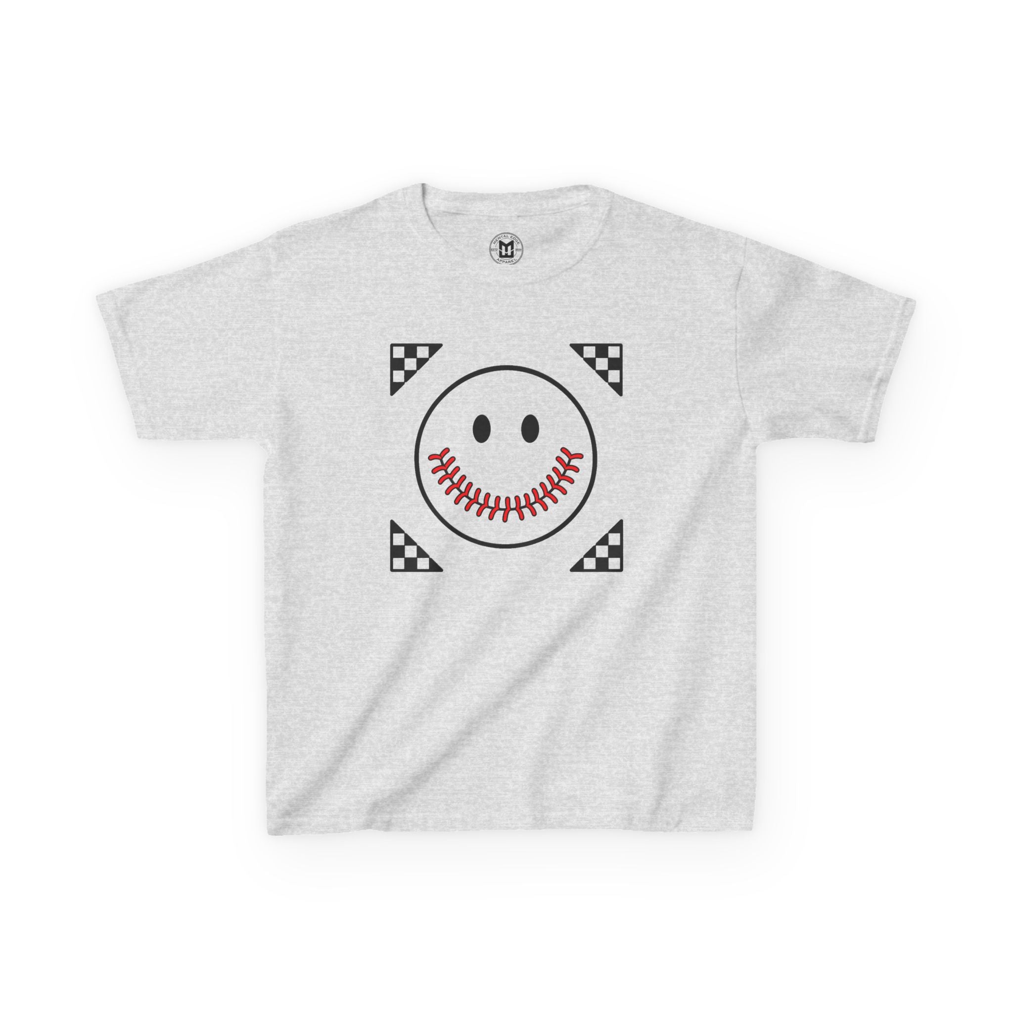 Kids T-Shirt — "Smily Baseball Seams Face" Baseball Tee