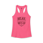 Relax He's 10 Baseball Moms Racerback Tank