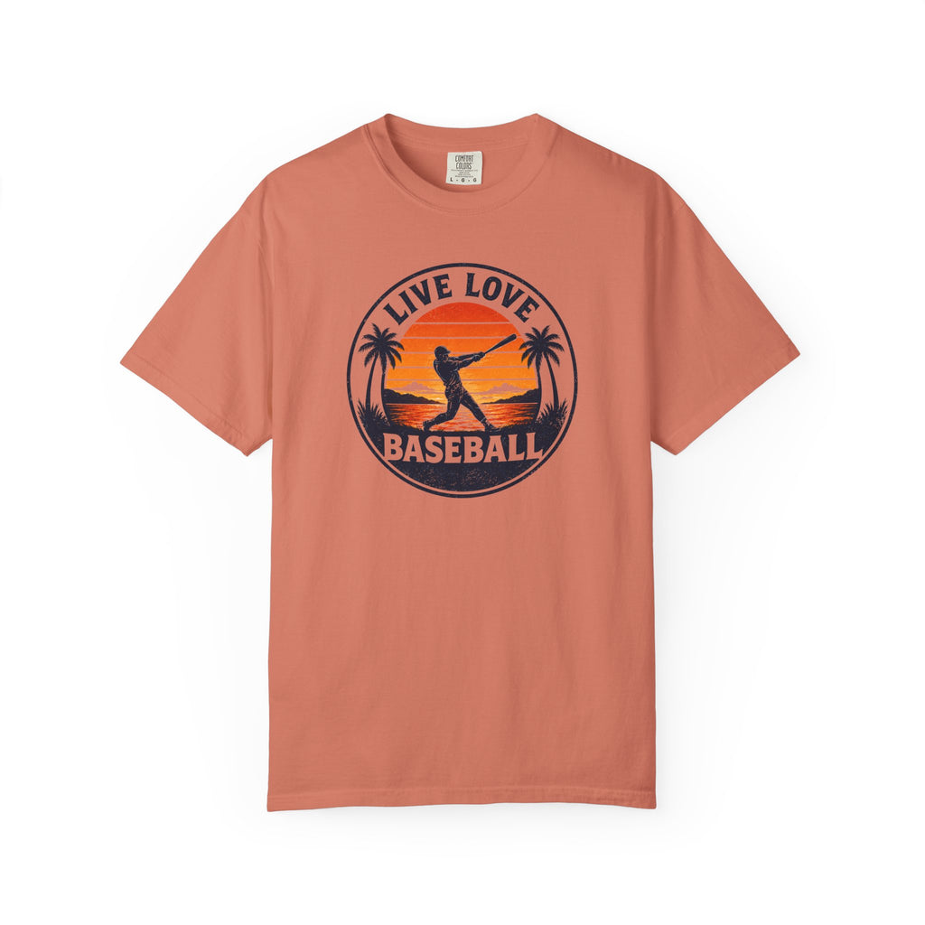 Live Love Baseball T-Shirt — Vintage Sunset Baseball Tee