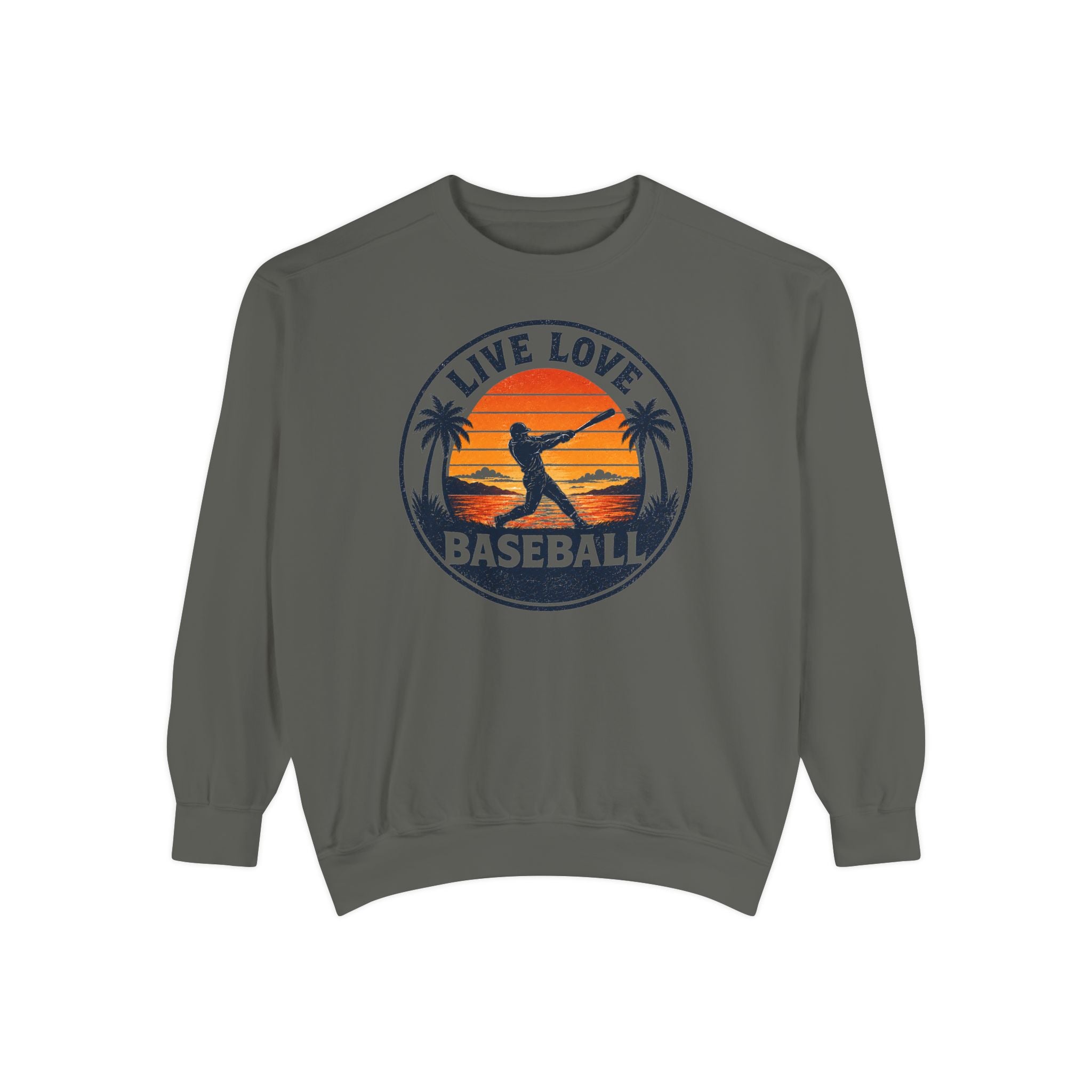 Baseball Unisex Sweatshirt - "Live Love Baseball" Vintage Sunset Crewneck