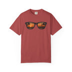 Sunset Sunglasses Baseball T-Shirt — Tropical Beach Reflection Tee