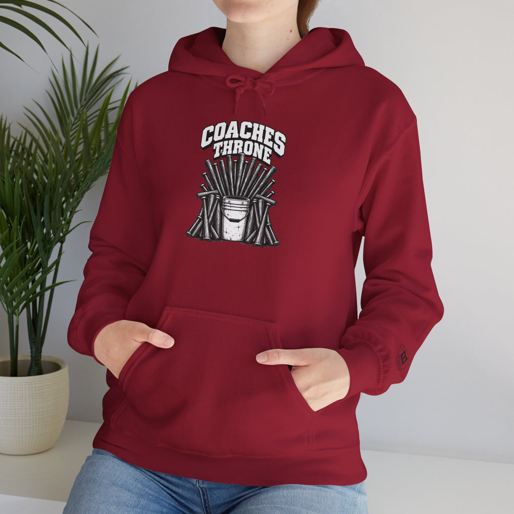 Coaches Throne Baseball Bucket Hoodie — Sports Coach Gift Pullover