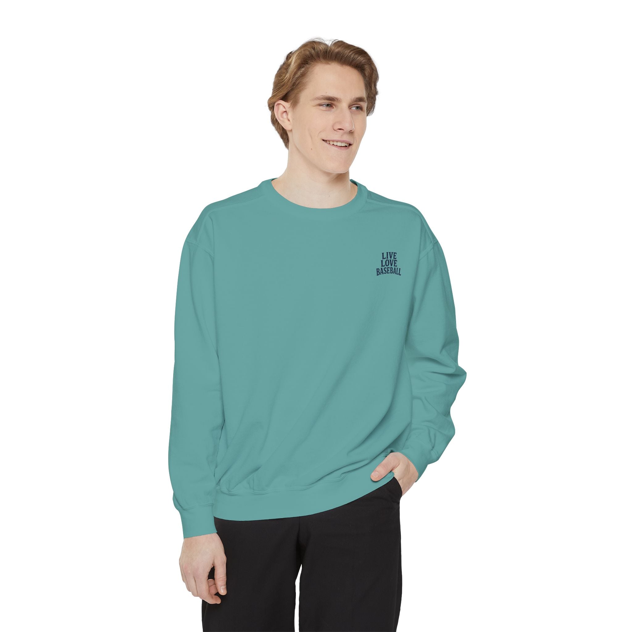 Baseball Sweatshirt — "Live Love Baseball" Vintage Sunset Crewneck Unisex
