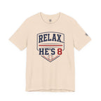 Relax...He's 8 Parents Baseball T-Shirt - Navy Red