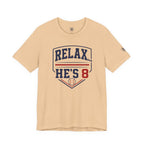 Relax...He's 8 Parents Baseball T-Shirt - Navy Red