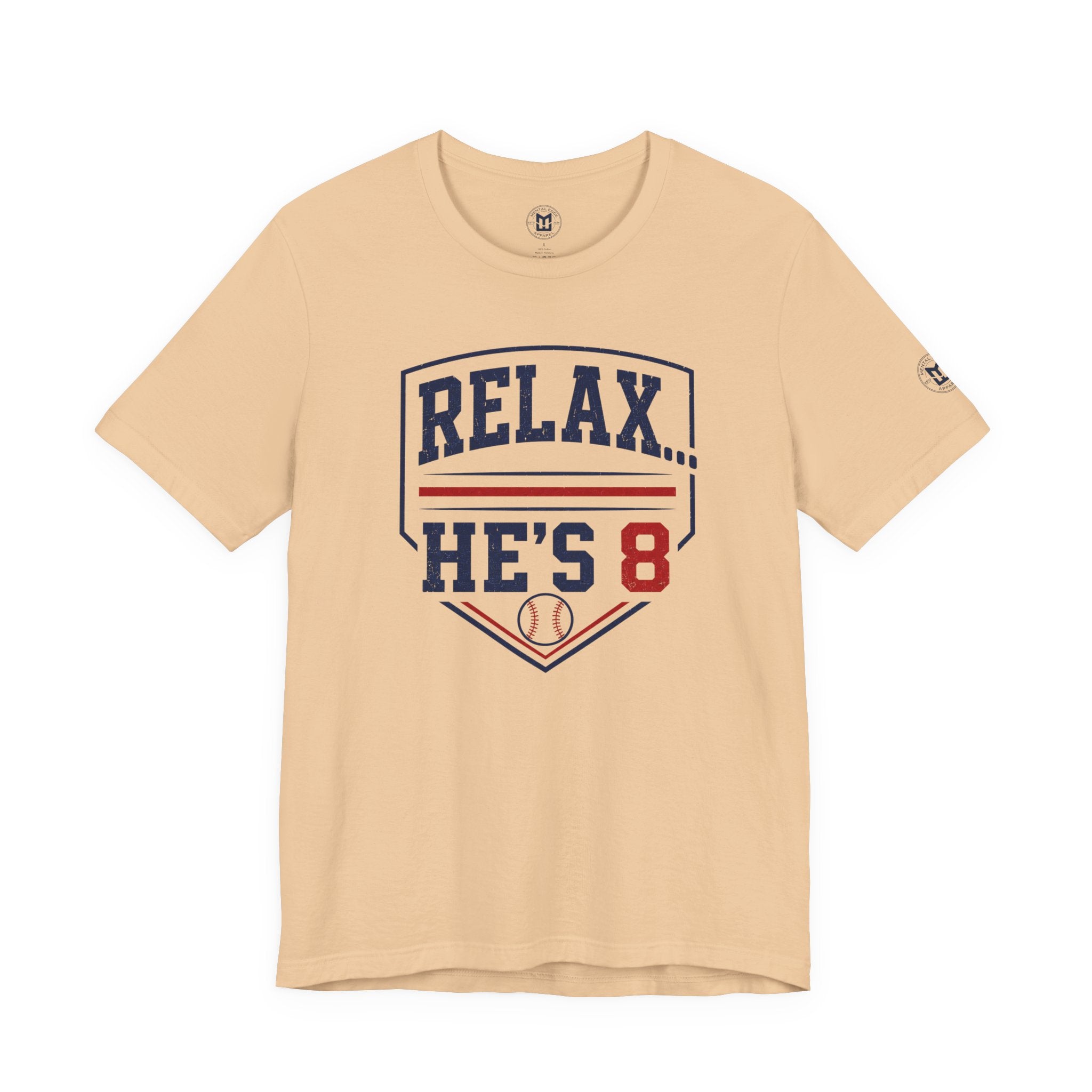 Relax...He's 8 Parents Baseball T-Shirt - Navy Red