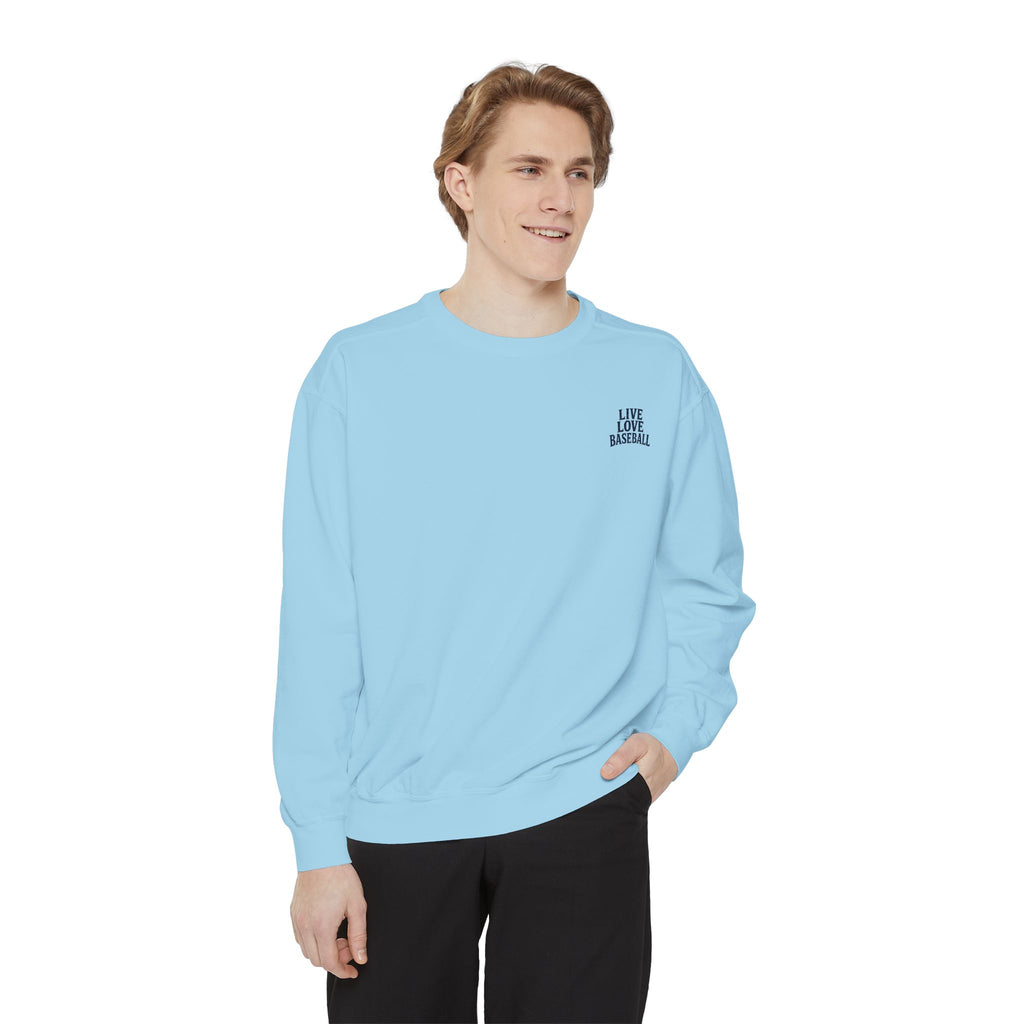 Baseball Sweatshirt — "Live Love Baseball" Vintage Sunset Crewneck Unisex