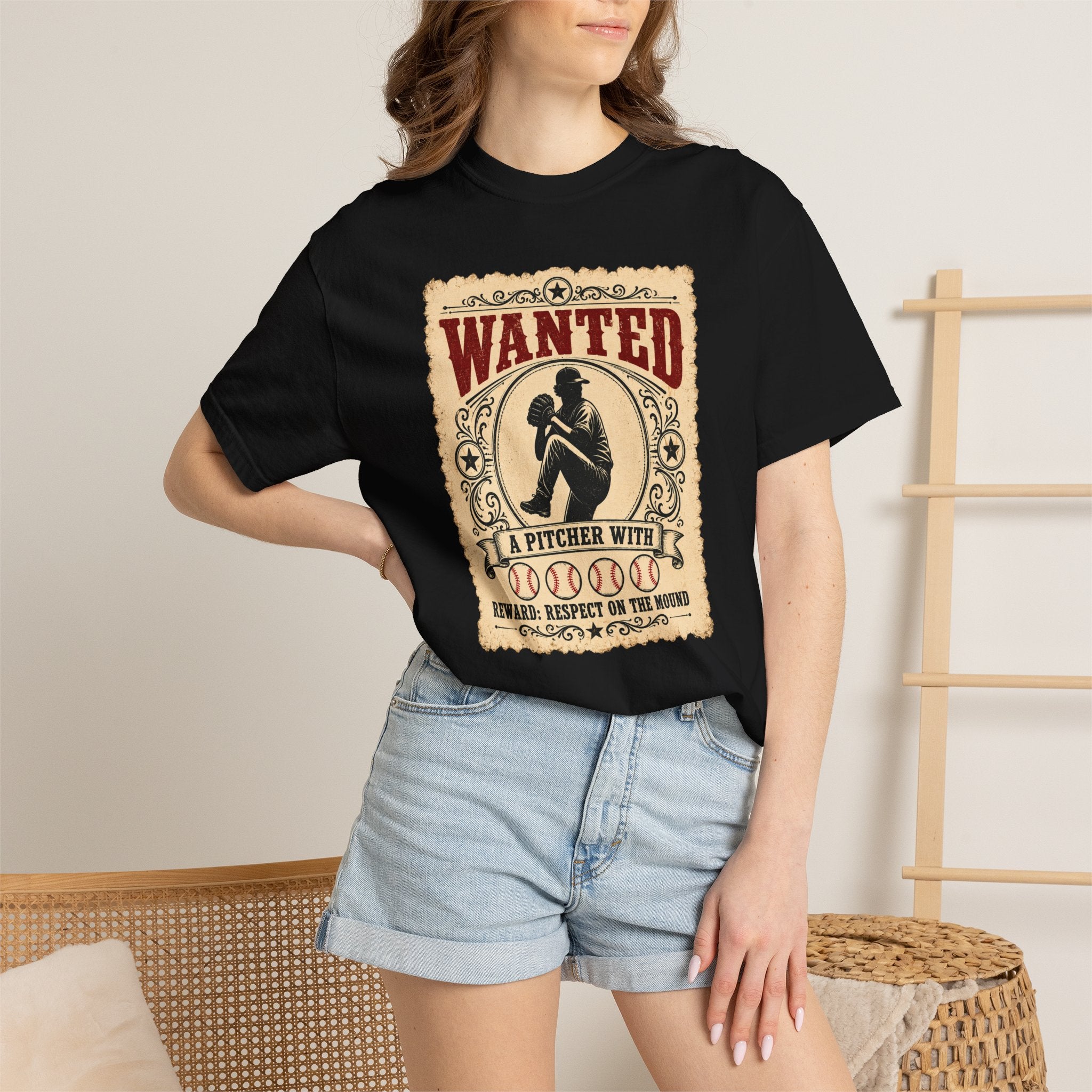 Adult Unisex "Wanted A Pitcher With Balls" Baseball Pitcher Garment-Dyed T-shirt
