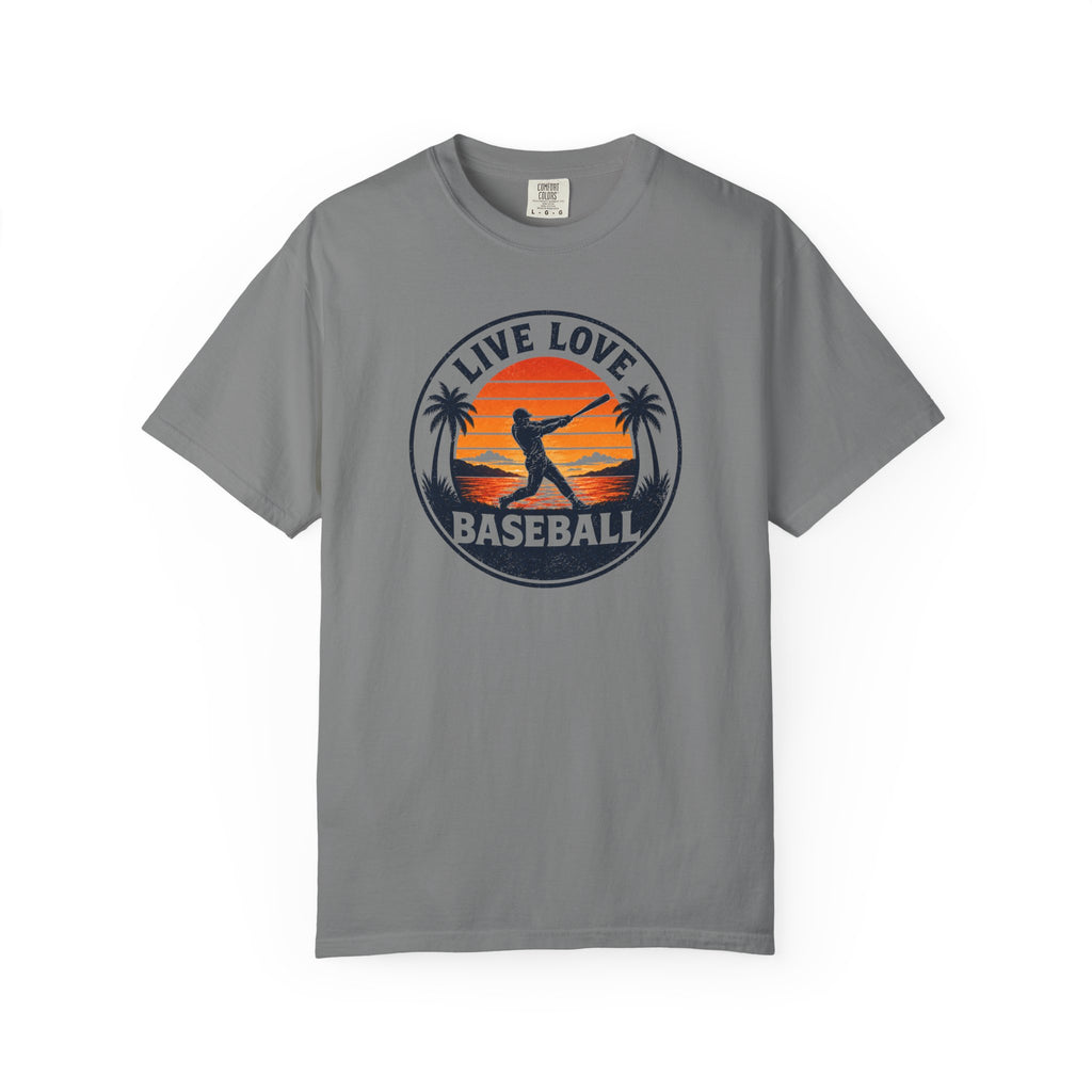 Live Love Baseball T-Shirt — Vintage Sunset Baseball Tee