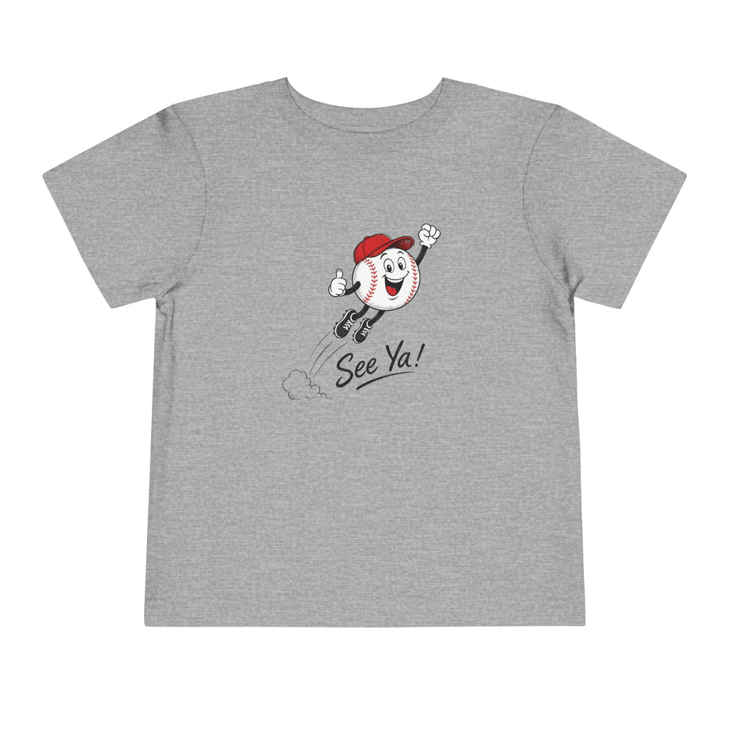 Toddler Tee — Retro Baseball Character "See Ya!" Graphic