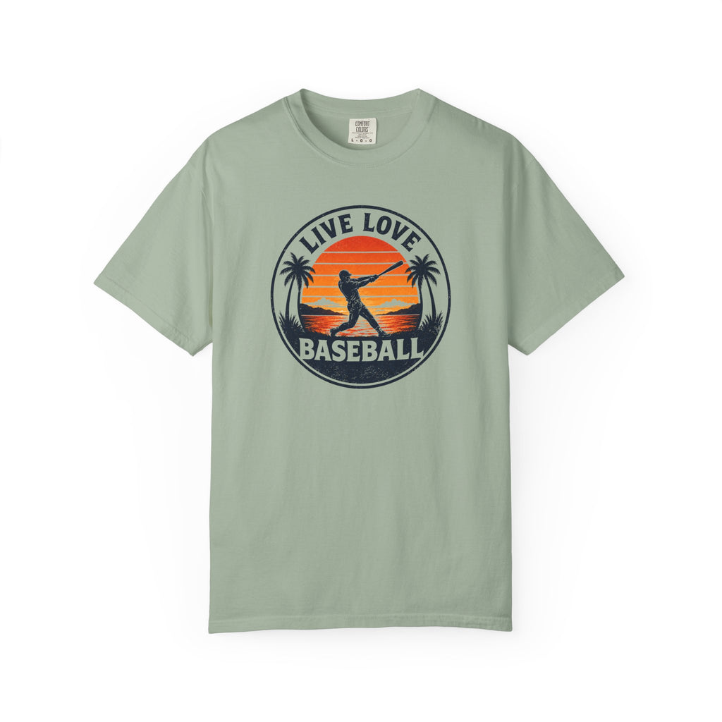 Live Love Baseball T-Shirt — Vintage Sunset Baseball Tee