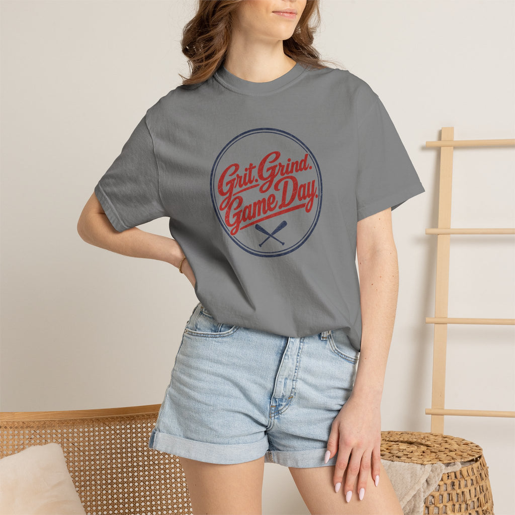Adult Unisex  "Grit Grind Game Day" Comfort Colors Baseball Graphic Tee