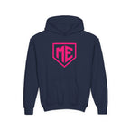 Youth Hoodie – 'ME' Pink Shield Front & "Mental Edge" Back Athletic Logo