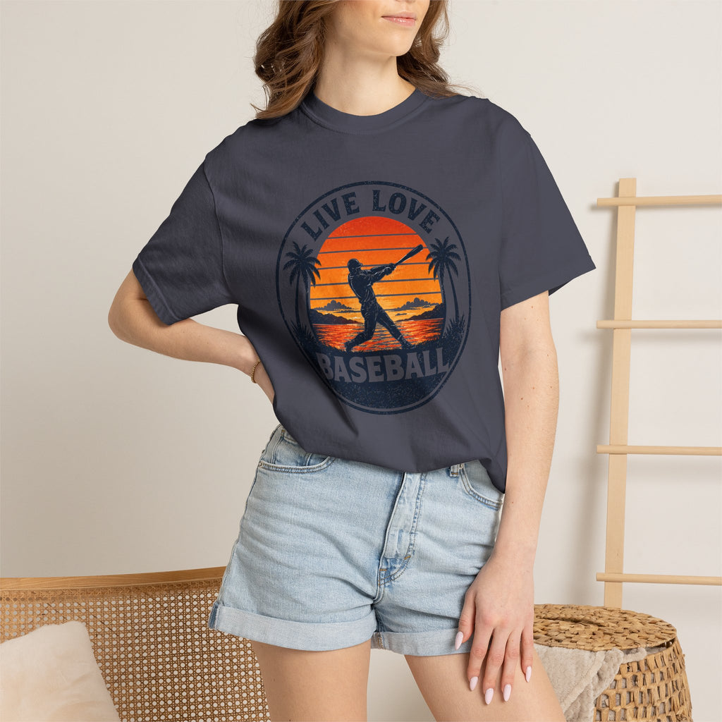 Live Love Baseball Unisex Garment-Dyed T-shirt