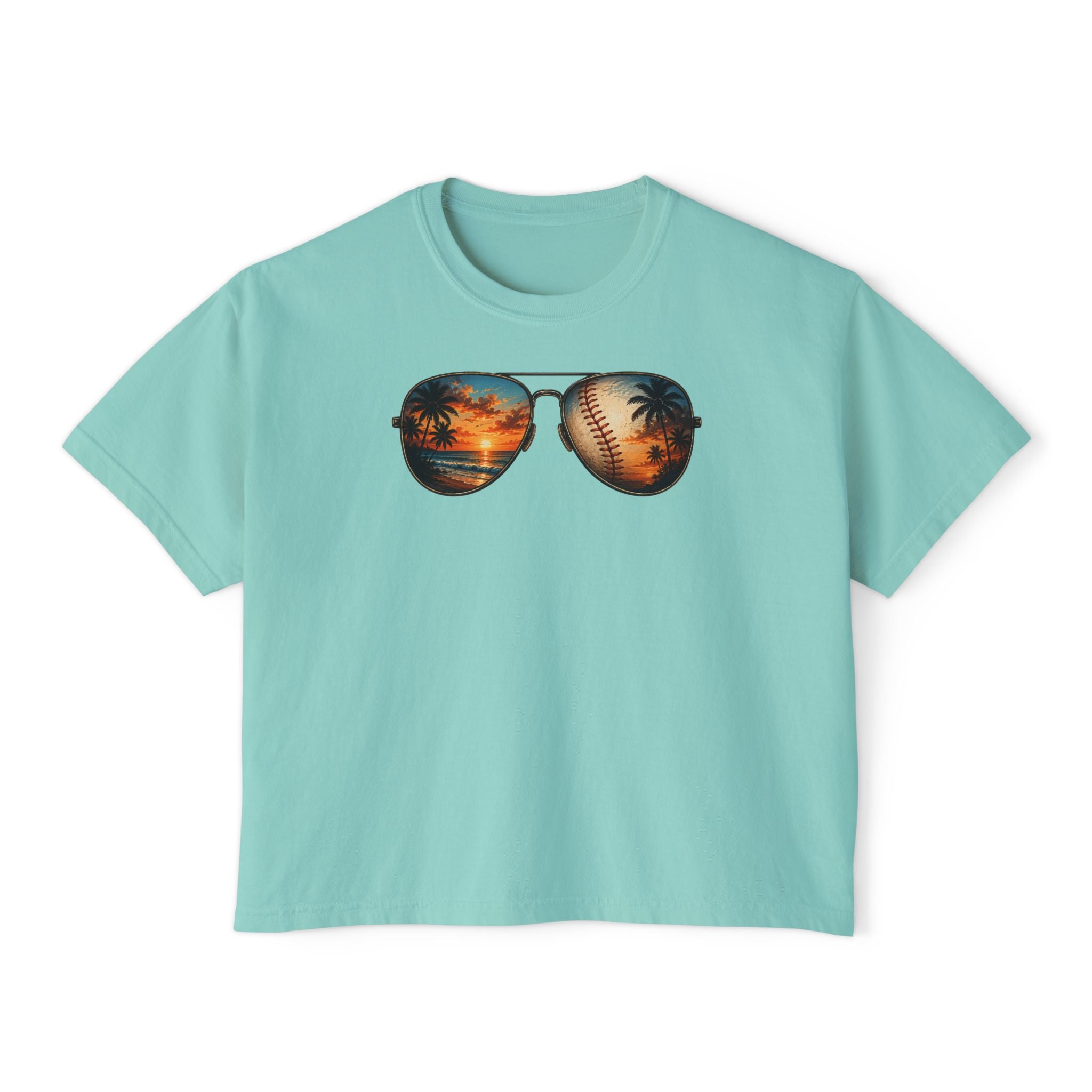 Sunglasses Sunset Baseball Women's Boxy Tee