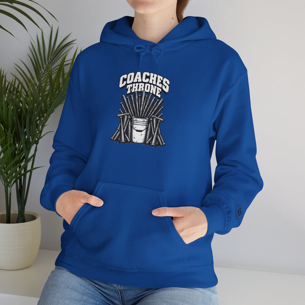 Coaches Throne Baseball Bucket Hoodie — Sports Coach Gift Pullover
