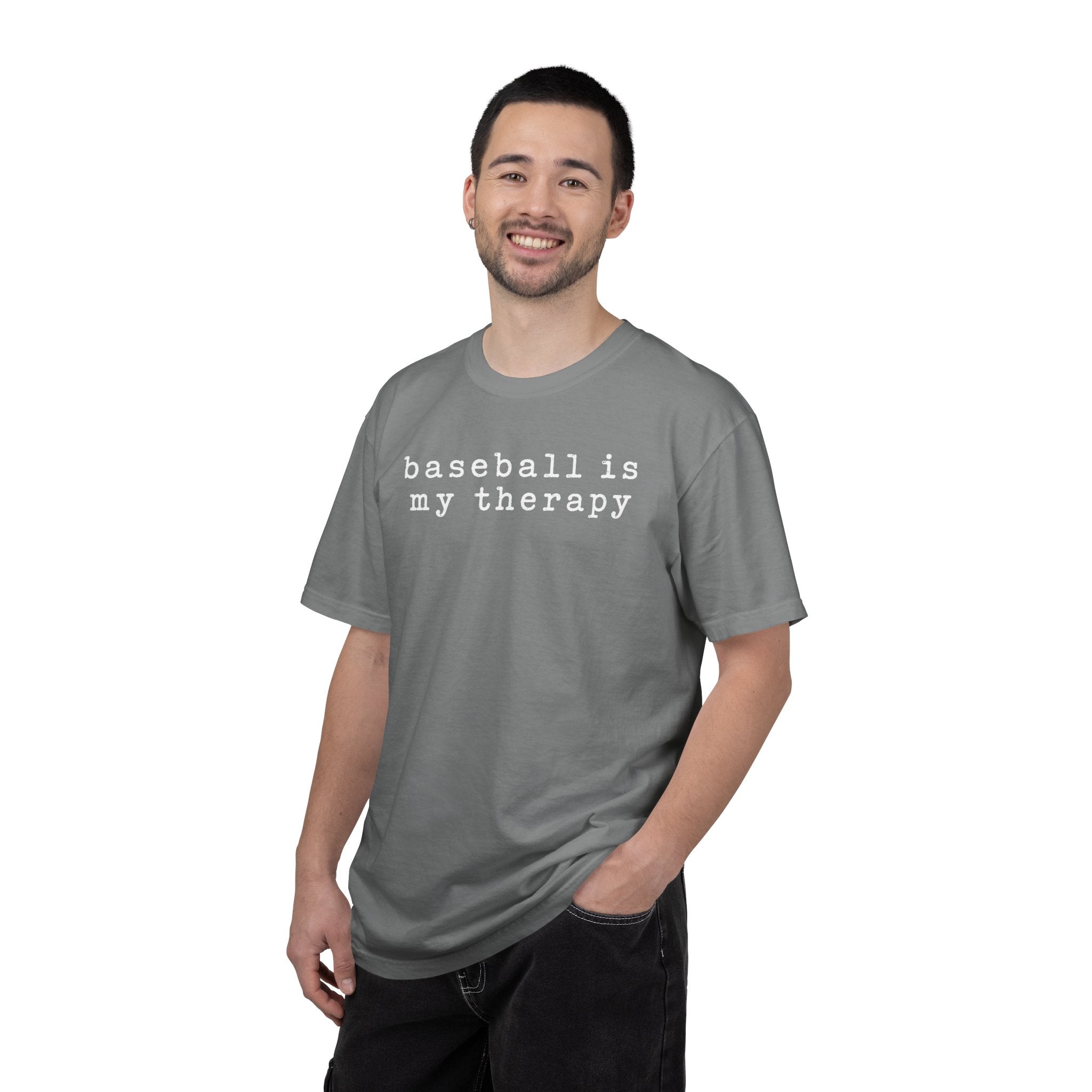 Adult Unisex "baseball is my therapy" Comfort Colors Garment-Dyed T-shirt