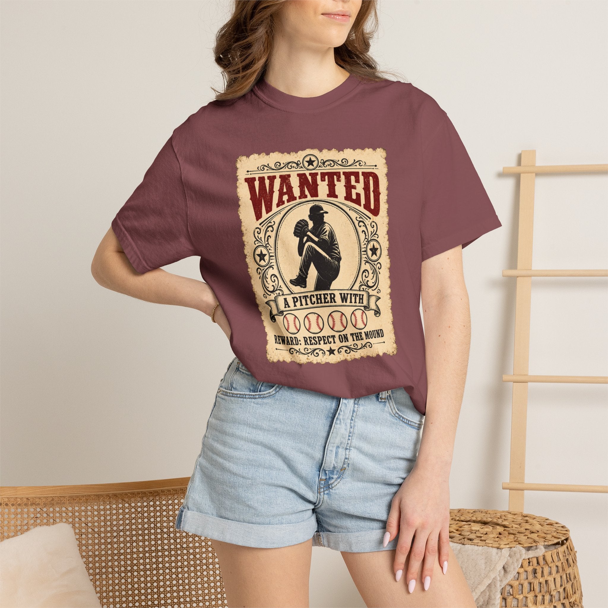 Adult Unisex "Wanted A Pitcher With Balls" Baseball Pitcher Garment-Dyed T-shirt