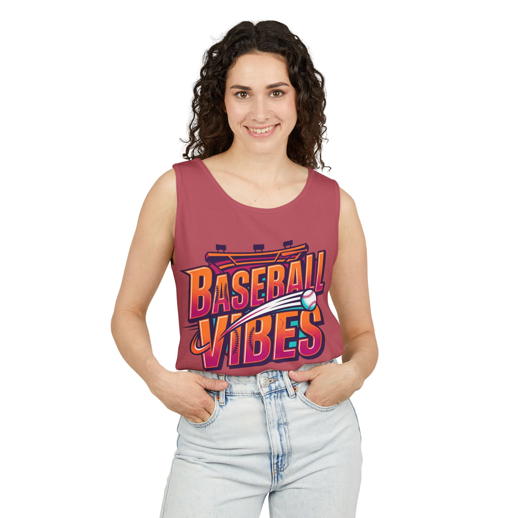 Baseball Vibes Tank Top — Retro Stadium Graphic Baseball Tee