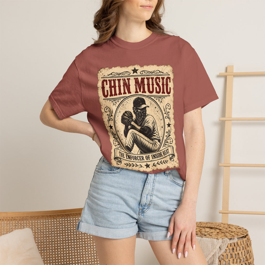 Adult Unisex "Chin Music Enforcer of Heat" Baseball Pitchers Comfort Colors Garment-Dyed T-shirt