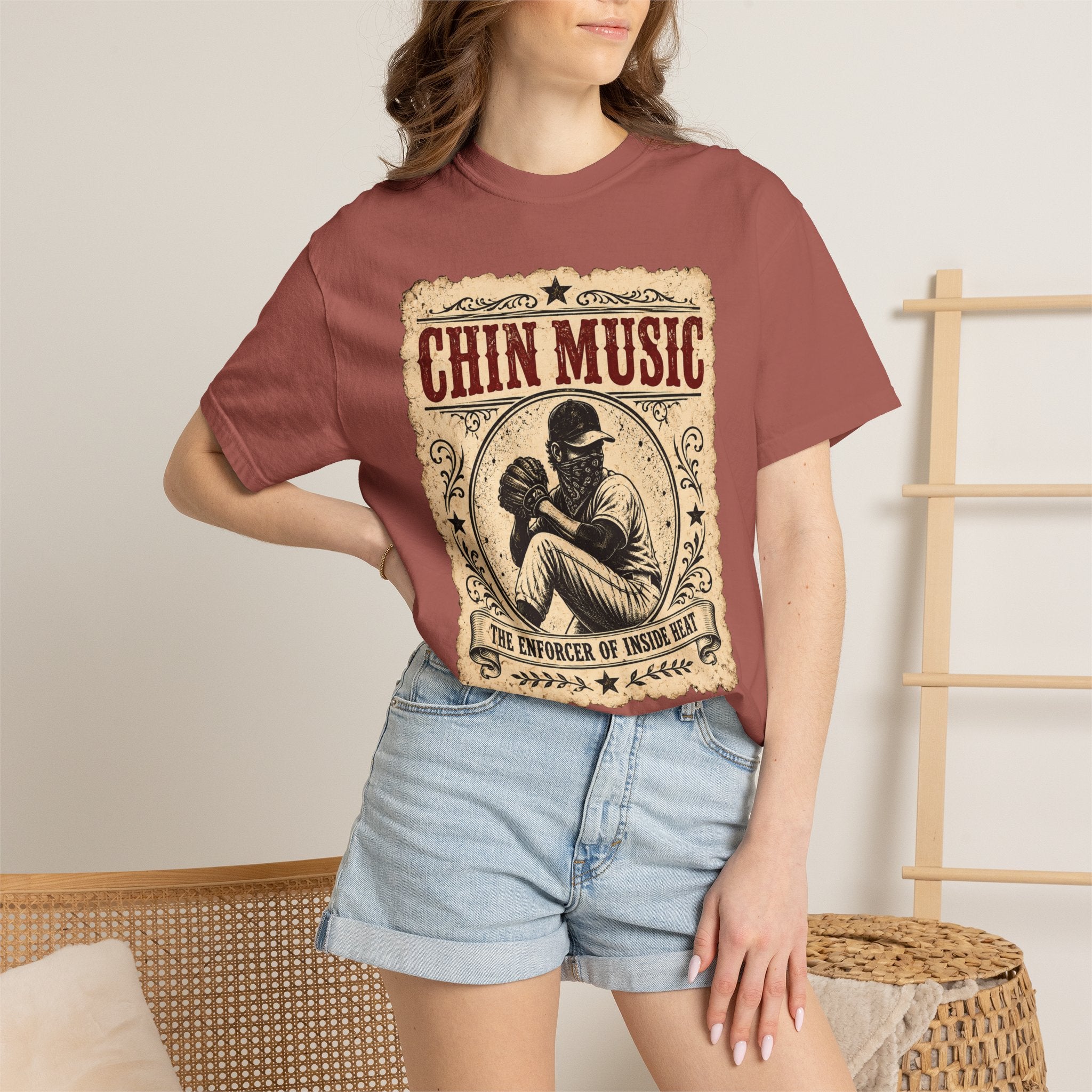 Adult Unisex "Chin Music Enforcer of Heat" Baseball Pitchers Comfort Colors Garment-Dyed T-shirt