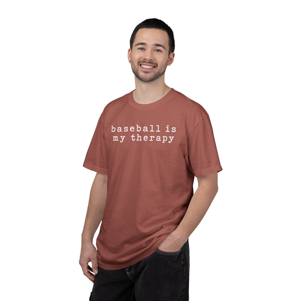 Adult Unisex "baseball is my therapy" Comfort Colors Garment-Dyed T-shirt