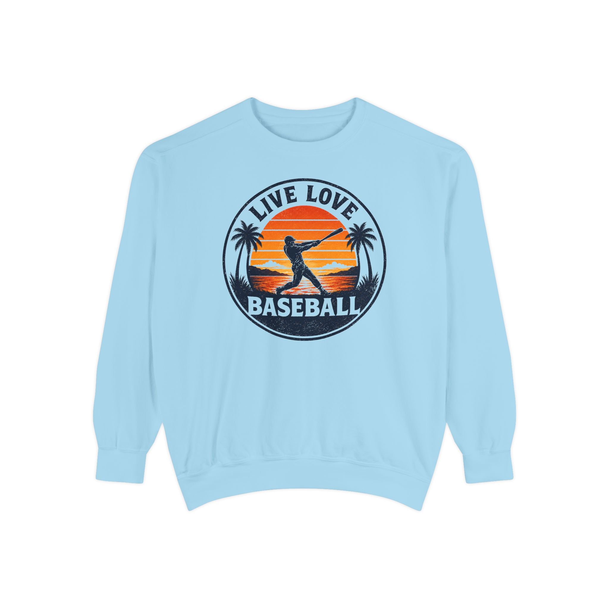 Baseball Unisex Sweatshirt - "Live Love Baseball" Vintage Sunset Crewneck