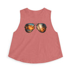 Baseball & Beach Sunglasses Crop Top — Summer Sunset Sports Graphic