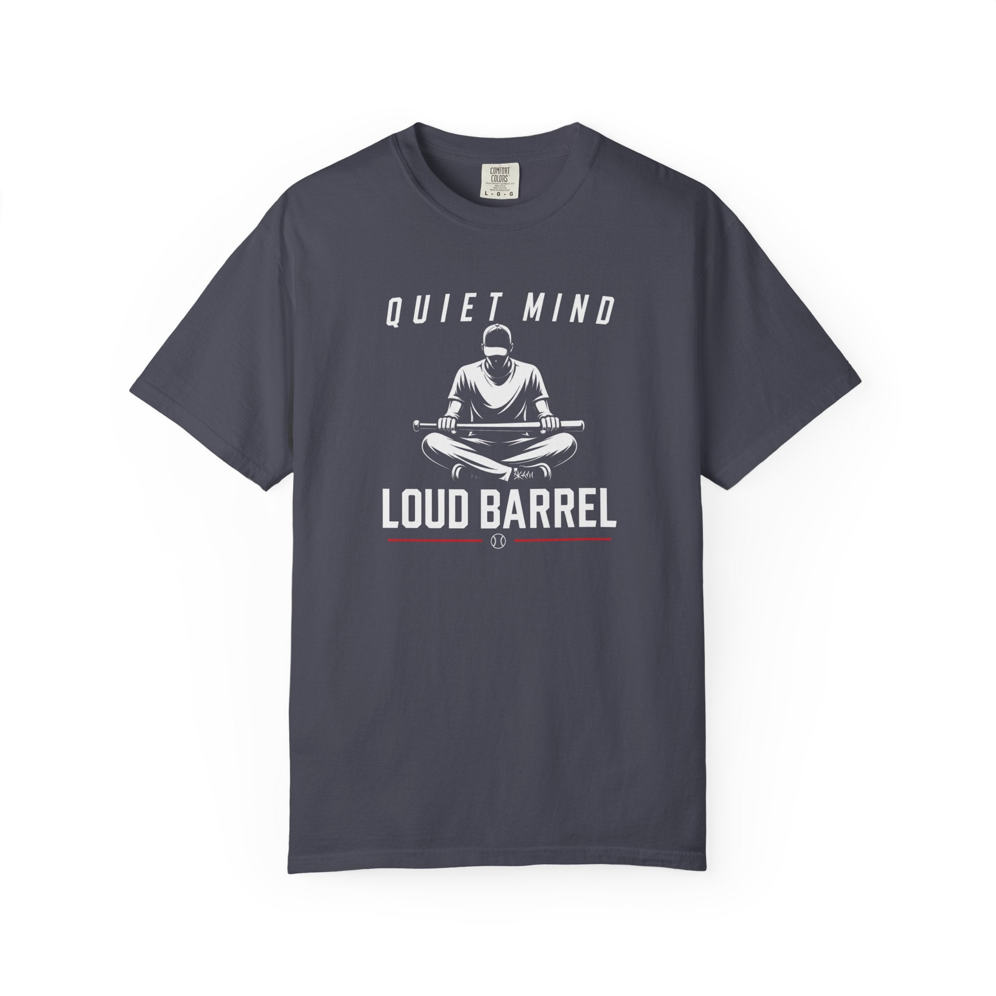 Quiet Mind Loud Barrel T-Shirt — Meditation Baseball Graphic Tee