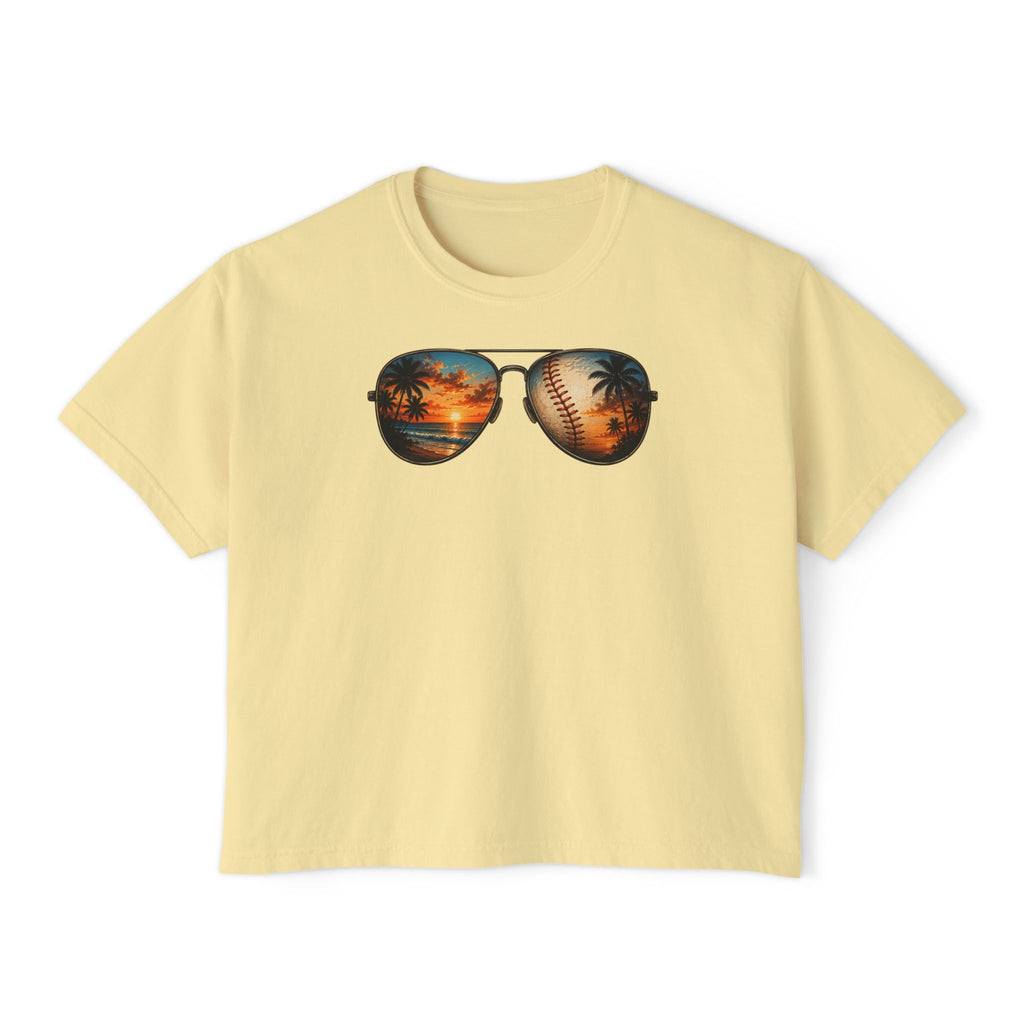 Sunglasses Sunset Baseball Women's Boxy Tee