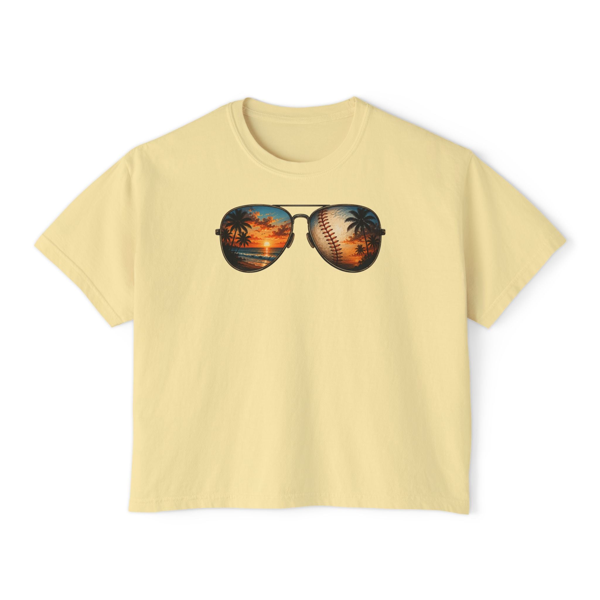 Sunglasses Sunset Baseball Women's Boxy Tee