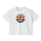 Live Love Baseball Women's Boxy Tee – Retro Sunset Palm Baseball Shirt