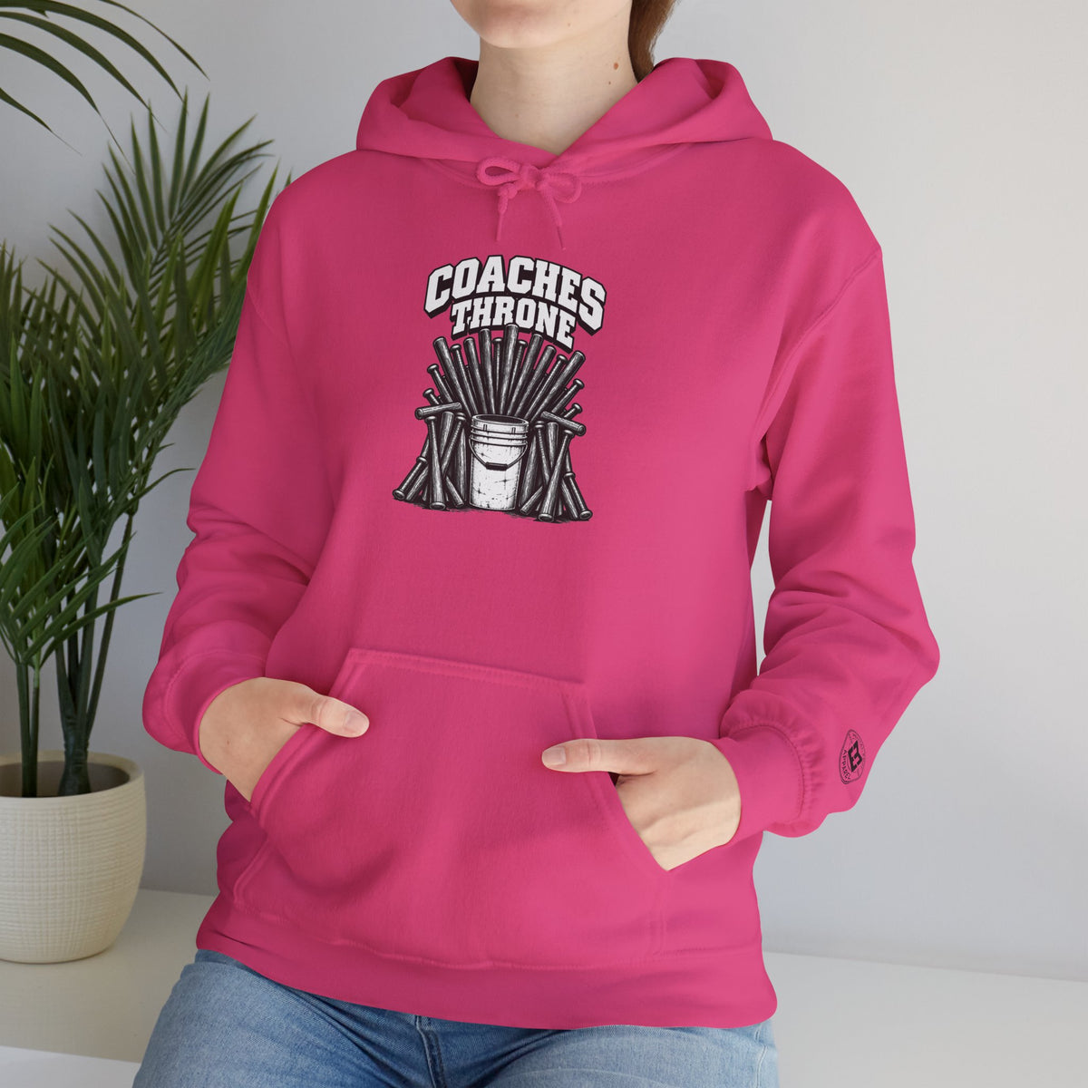 Coaches Throne Baseball Bucket Hoodie — Sports Coach Gift Pullover