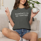 Adult Unisex "baseball is my therapy" Comfort Colors Garment-Dyed T-shirt